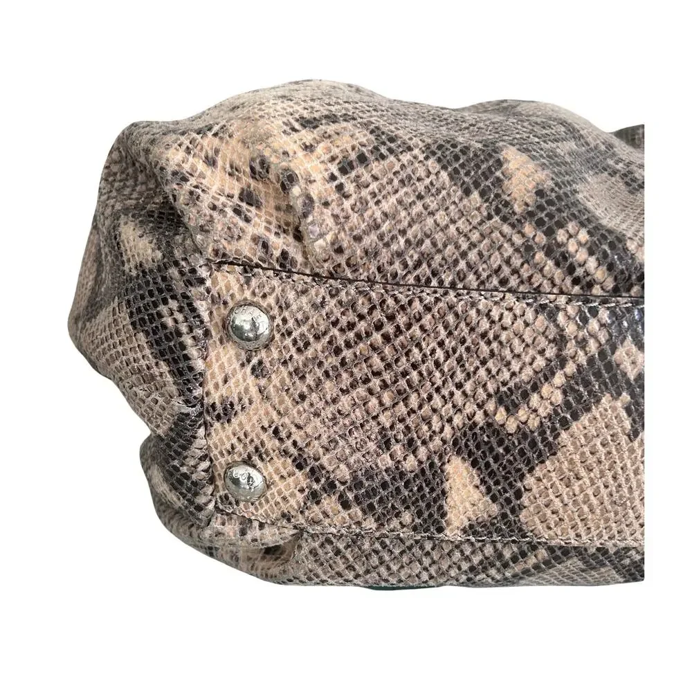 Michael Kors Snakeskin Gray Brown Leather Large Hobo Toto Purse Bag - Picture 12 of 16